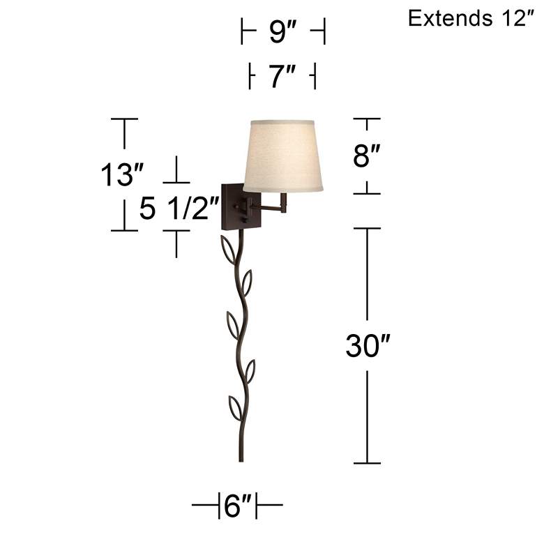 Image 7 360 Lighting Lanett Bronze Plug-In Swing Arm Wall Lamps with Cord Covers more views
