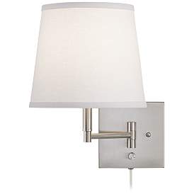 Image5 of 360 Lighting Lanett Brushed Nickel Swing Arm Plug-In Wall Lamps Set of 2 more views
