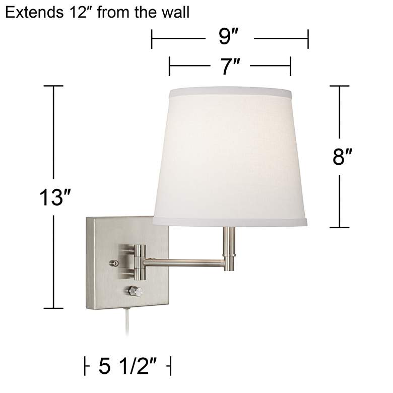 Image 6 360 Lighting Lanett Brushed Nickel Swing Arm Plug-In Wall Lamps Set of 2 more views
