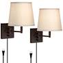 360 Lighting Lanett Painted Bronze Plug-In Swing Arm Wall Lamps Set of 2