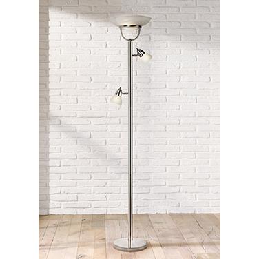 360 Lighting Lang 70" High 3-in-1 Brushed Nickel Torchiere Floor Lamp