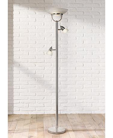 360 Lighting Lang 70" High 3-in-1 Brushed Nickel Torchiere Floor Lamp