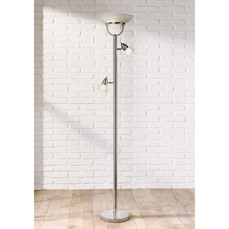 Image 1 360 Lighting Lang 70" High 3-in-1 Brushed Nickel Torchiere Floor Lamp