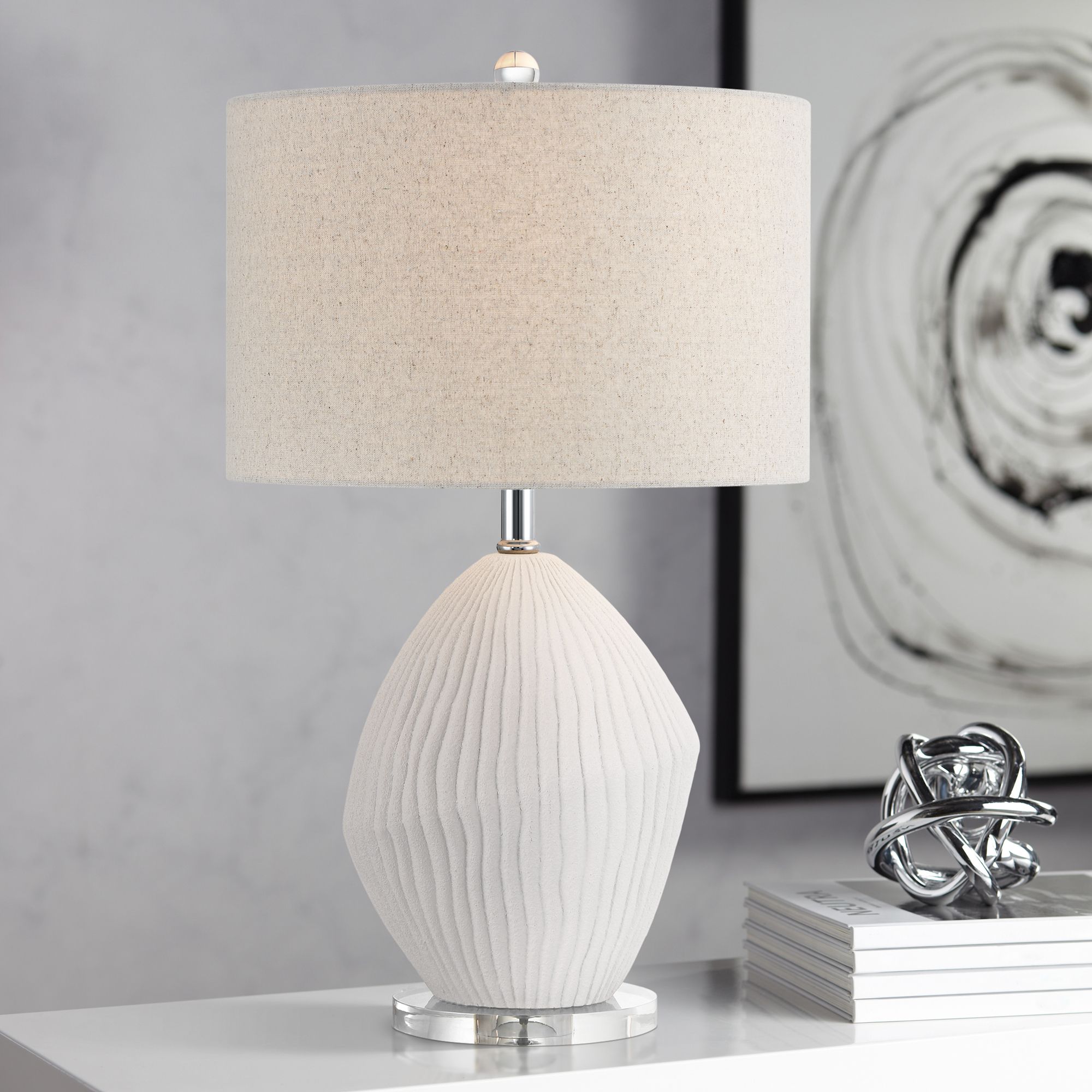 360 Lighting Lara 23"H Sand White Modern Coastal Table Lamp Set of 2