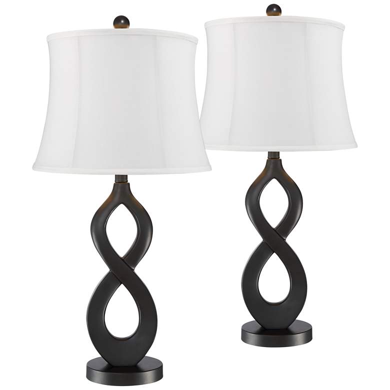 Image 1 360 Lighting Lars 27 1/4" White Shade Twist Table Lamps Set of 2