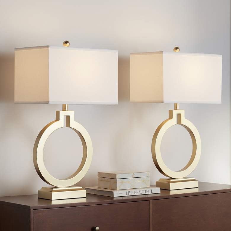 Image 2 360 Lighting Lauren 28 1/2" Gold Ring USB Table Lamps Set of 2