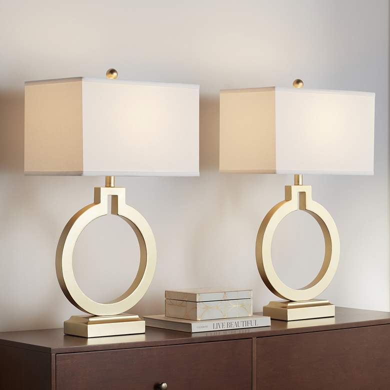 Image 2 360 Lighting Lauren 28 1/2 inch Gold Ring USB Table Lamps Set of 2