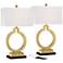 360 Lighting Lauren Gold Ring USB Lamps with Black Marble Risers - Set of 2