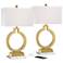 360 Lighting Lauren Gold Ring USB Lamps with White Marble Risers - Set of 2