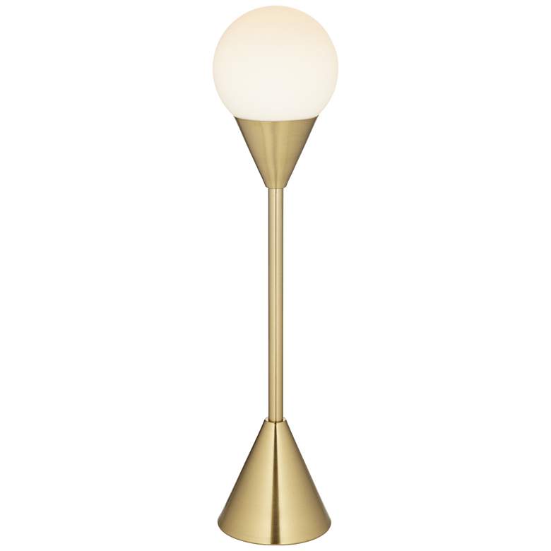 Image 2 360 Lighting Leah 25 3/4" Brass and White Glass Globe Accent Lamp