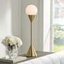 360 Lighting Leah 25 3/4" Brass and White Glass Globe Accent Lamp