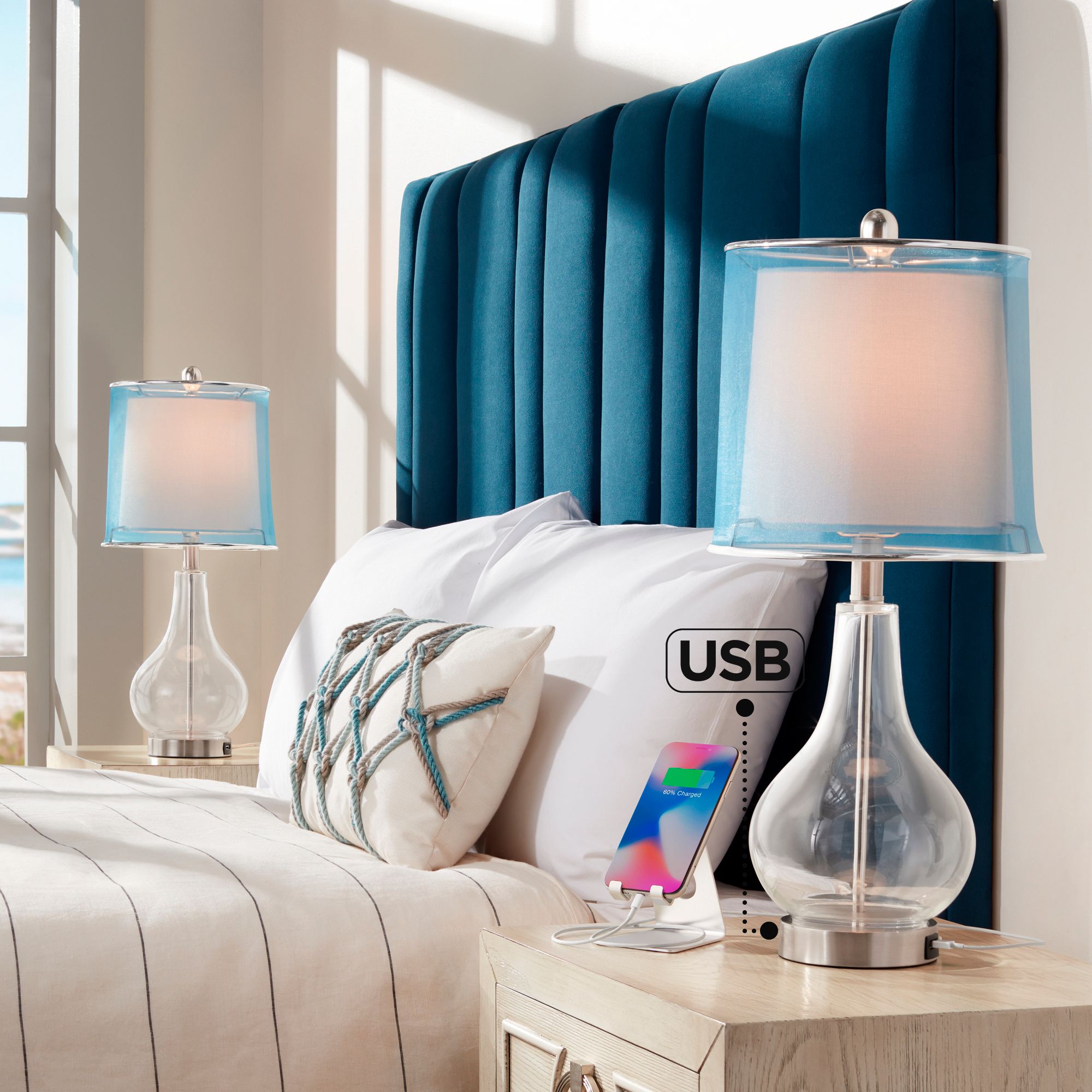 Blue table lamps store bedroom