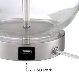 Image5 of 360 Lighting Ledger 21 3/4" Blue Shade Clear Glass USB Lamps Set of 2 more views