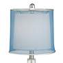 360 Lighting Ledger 21 3/4" Blue Shade Clear Glass USB Lamps Set of 2