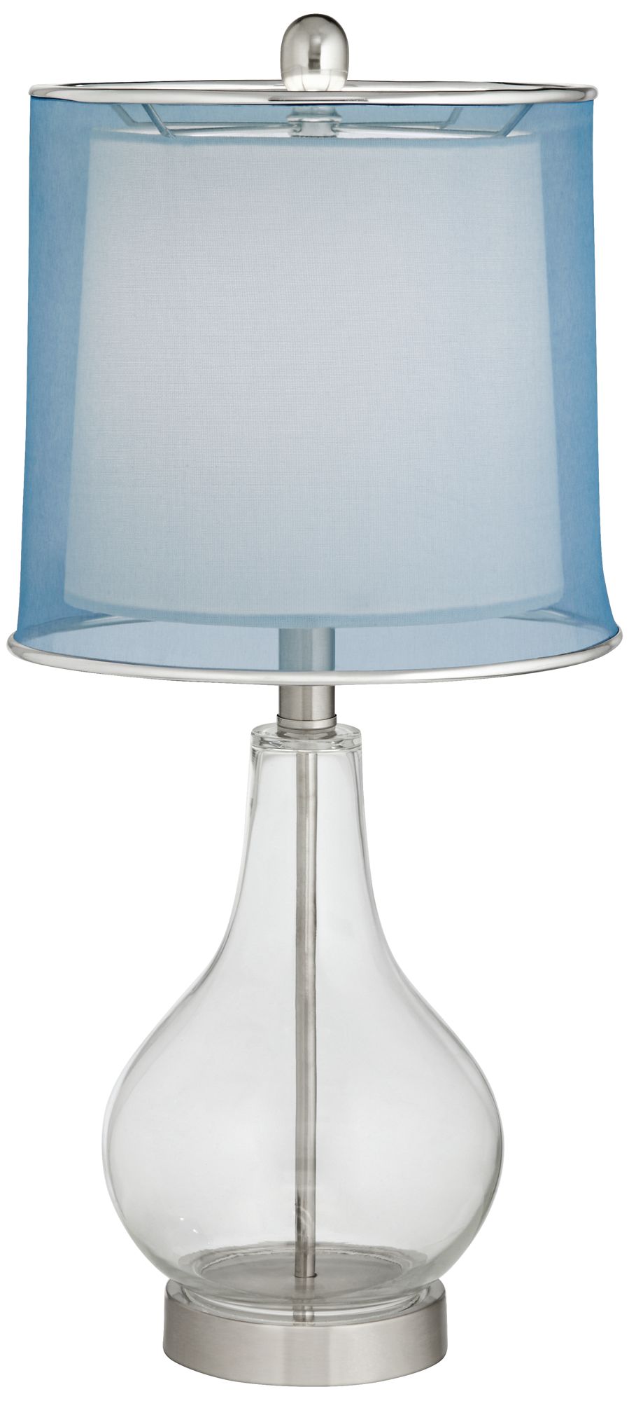 360 Lighting Ledger 21 3/4" Blue Shade Clear Glass USB Lamps Set of 2