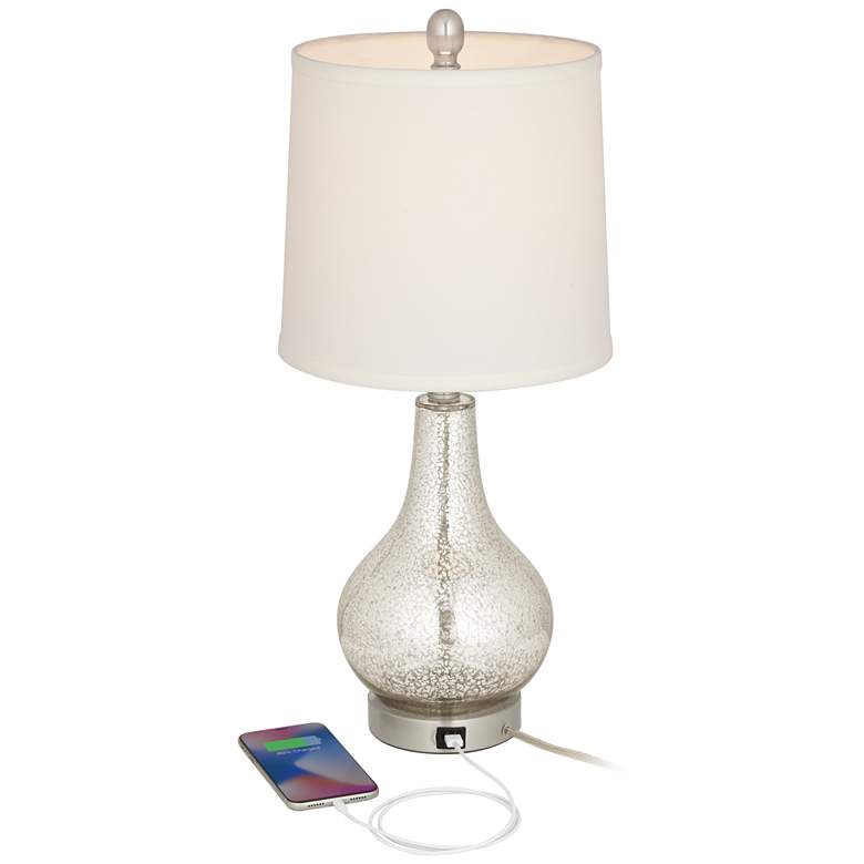 Image 4 360 Lighting Ledger 21 3/4" Mercury Glass Accent USB Lamps Set of 2 more views