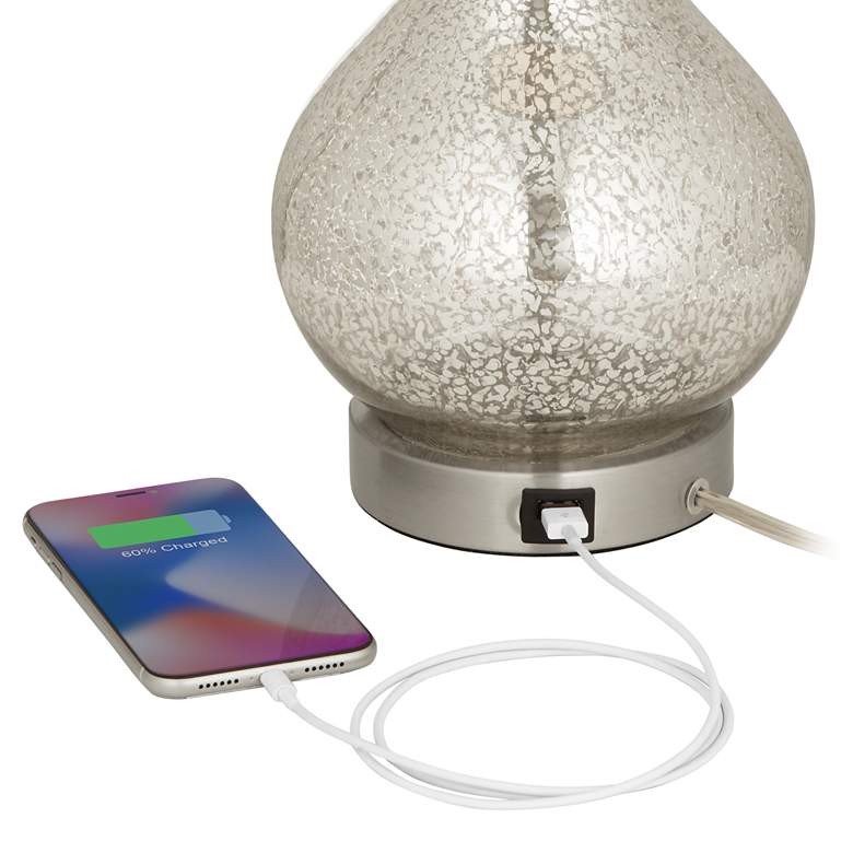 Image 5 360 Lighting Ledger 21 3/4" Mercury Glass Accent USB Lamps Set of 2 more views