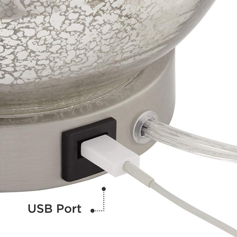 Image 6 360 Lighting Ledger 21 3/4" Mercury Glass Accent USB Lamps Set of 2 more views