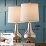 360 Lighting Ledger Glass USB Table Lamp Set with Table Top Dimmers