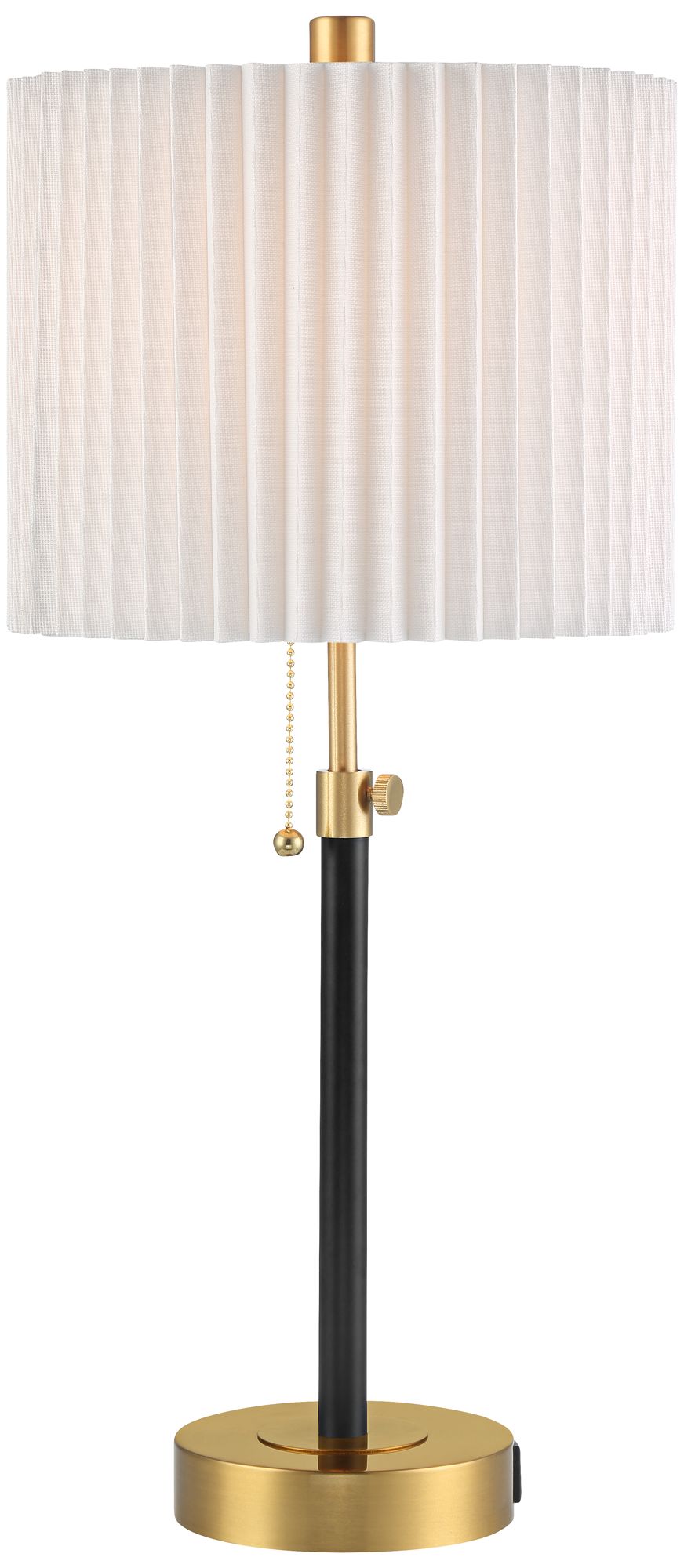 360 Lighting Lenore Adjustable Height Black and Gold USB Lamps Set of 2