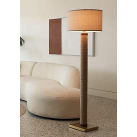 Image1 of 360 Lighting Lenwood 64" Natural Rope Column Floor Lamp