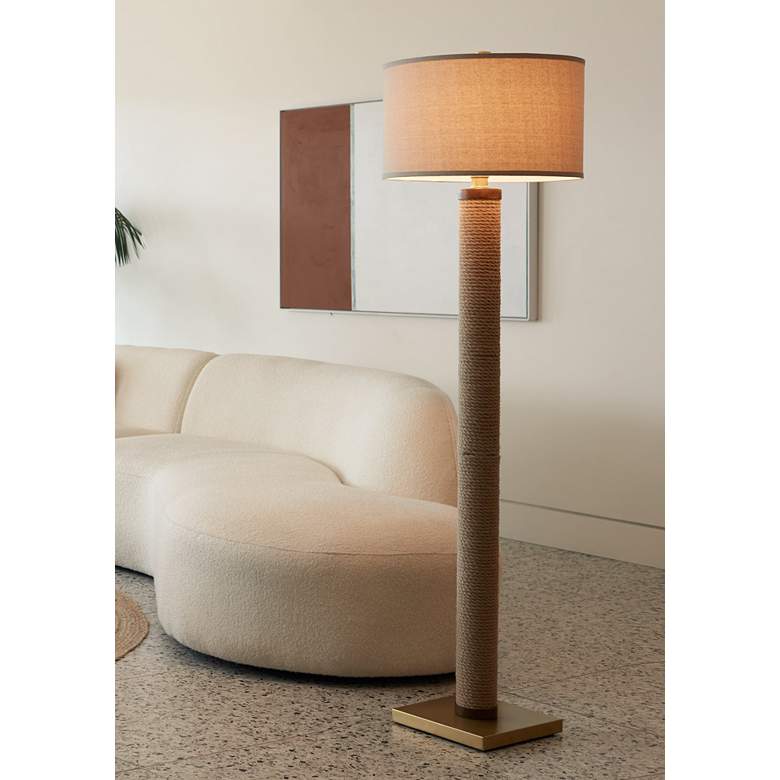 Image 1 360 Lighting Lenwood 64 inch Natural Rope Column Floor Lamp