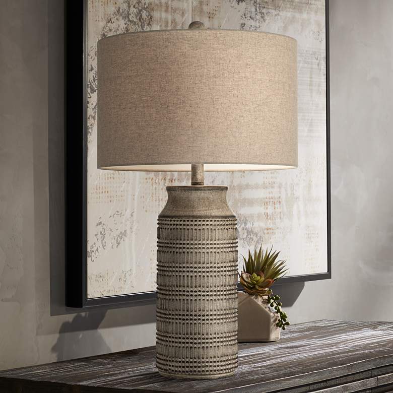 Image 1 360 Lighting Leona 29 inch High Textured Grid Rustic Modern Table Lamp