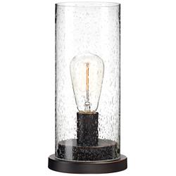 360 Lighting Libby 12&quot; Seeded Glass Accent Lamp with Edison LED Bulb