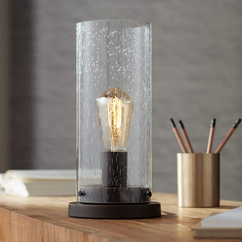 Image 1 360 Lighting Libby 12" Seeded Glass Accent Lamp with Edison LED Bulb
