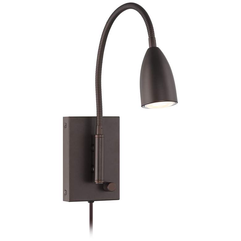 Image 2 360 Lighting Lido Adjustable Gooseneck Bronze Plug-In Wall Reading Light