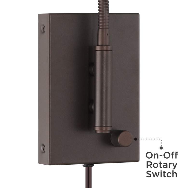 Image 4 360 Lighting Lido Adjustable Gooseneck Bronze Plug-In Wall Reading Light more views