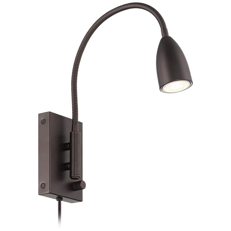 Image 6 360 Lighting Lido Adjustable Gooseneck Bronze Plug-In Wall Reading Light more views