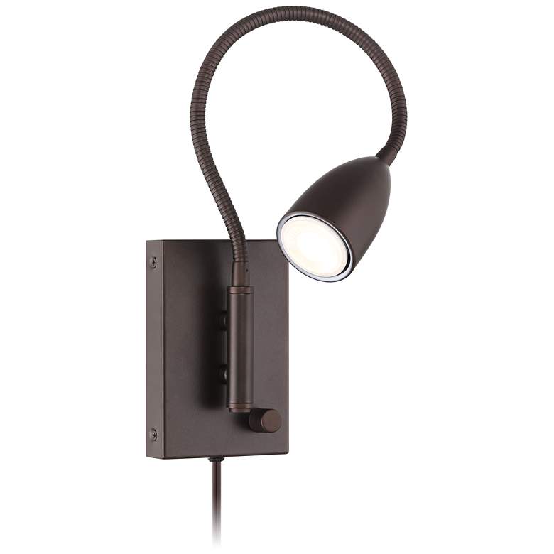 Image 7 360 Lighting Lido Adjustable Gooseneck Bronze Plug-In Wall Reading Light more views