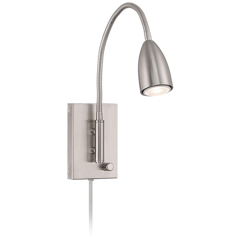 Image 2 360 Lighting Lido Gooseneck Arm Brushed Nickel Plug-In Wall Reading Light