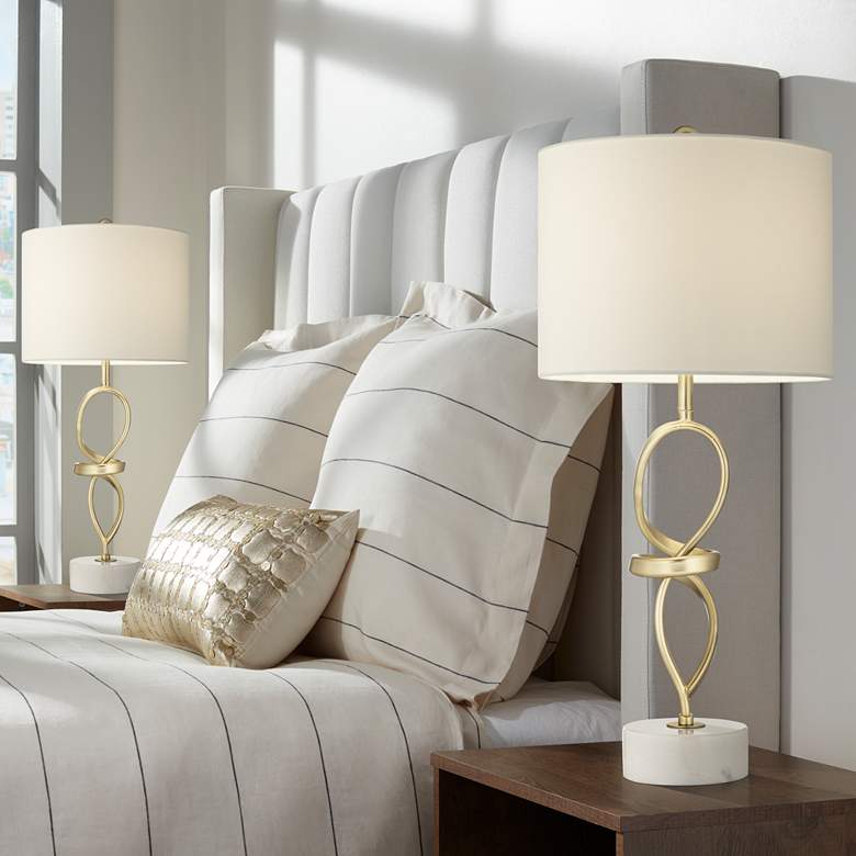 Image 1 360 Lighting Liza 26 1/2 inch Gold Loops Modern Table Lamps Set of 2