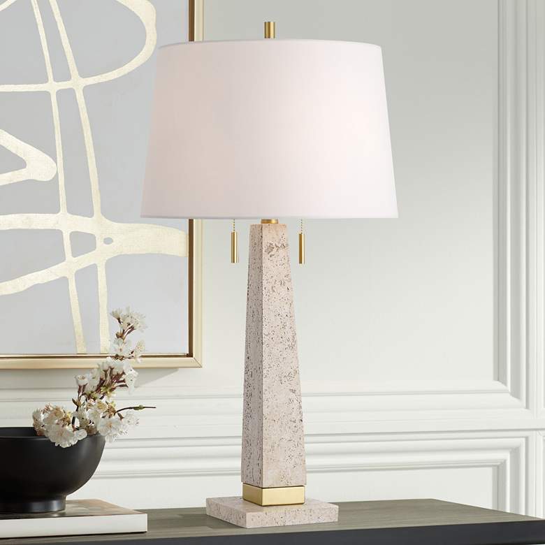 Image 1 360 Lighting Lorena 29 1/4" Modern Brass and Sandstone Table Lamp