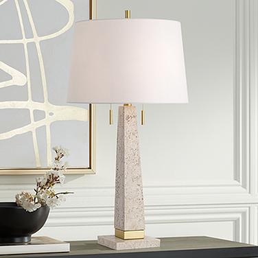 360 Lighting Lorena 29 1/4" Modern Brass and Sandstone Table Lamp