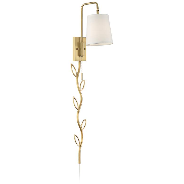 Image 1 360 Lighting Luca 15 1/2" Warm Brass Plug-In Swing Arm Wall Lamp