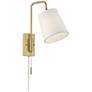 5_360 Lighting Luca 15 1/2" Warm Brass Plug-In Swing Arm Wall Lamp more views