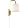 6_360 Lighting Luca 15 1/2" Warm Brass Plug-In Swing Arm Wall Lamp more views