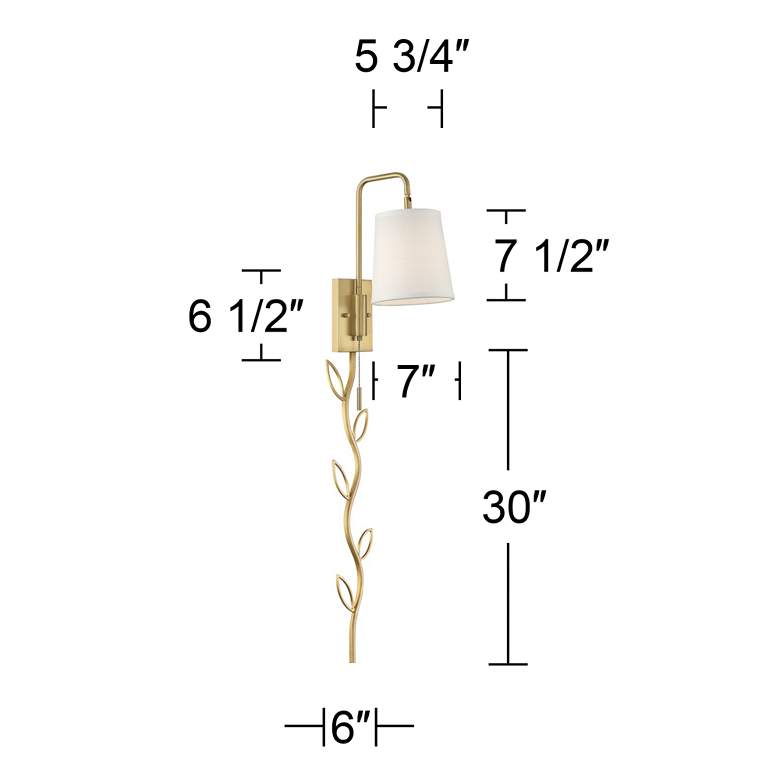 Image 7 360 Lighting Luca 15 1/2" Warm Brass Plug-In Swing Arm Wall Lamp more views