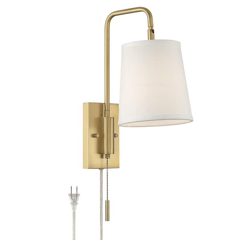 Image 3 360 Lighting Luca 15 1/2" Warm Brass Swing Arm Plug-In Wall Lamp