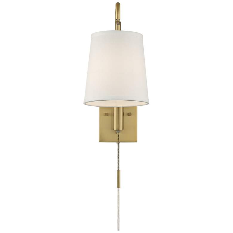 Image 6 360 Lighting Luca 15 1/2" Warm Brass Swing Arm Plug-In Wall Lamp more views