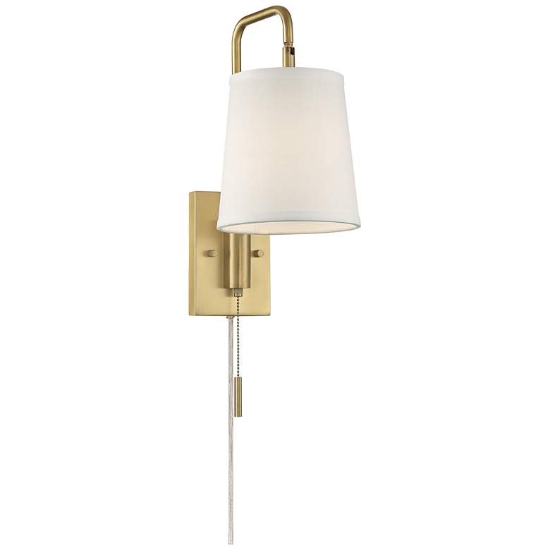 Image 6 360 Lighting Luca 15 1/2 inch Warm Brass Swing Arm Plug-In Wall Lamp more views