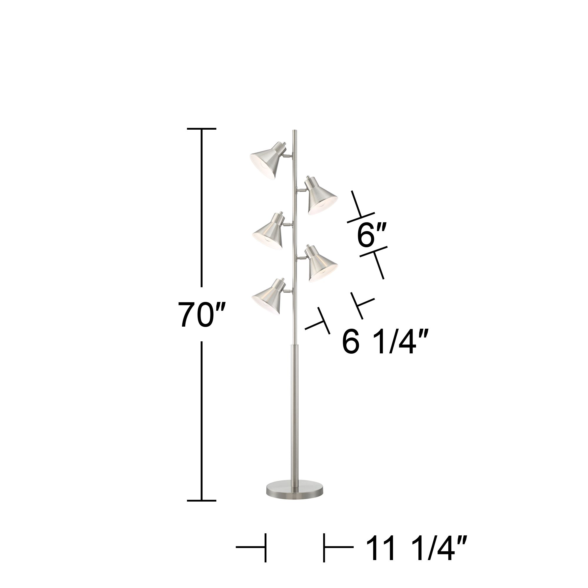 360 Lighting Luken 70" Nickel Adjustable 5-Light Tree Floor Lamp in scene