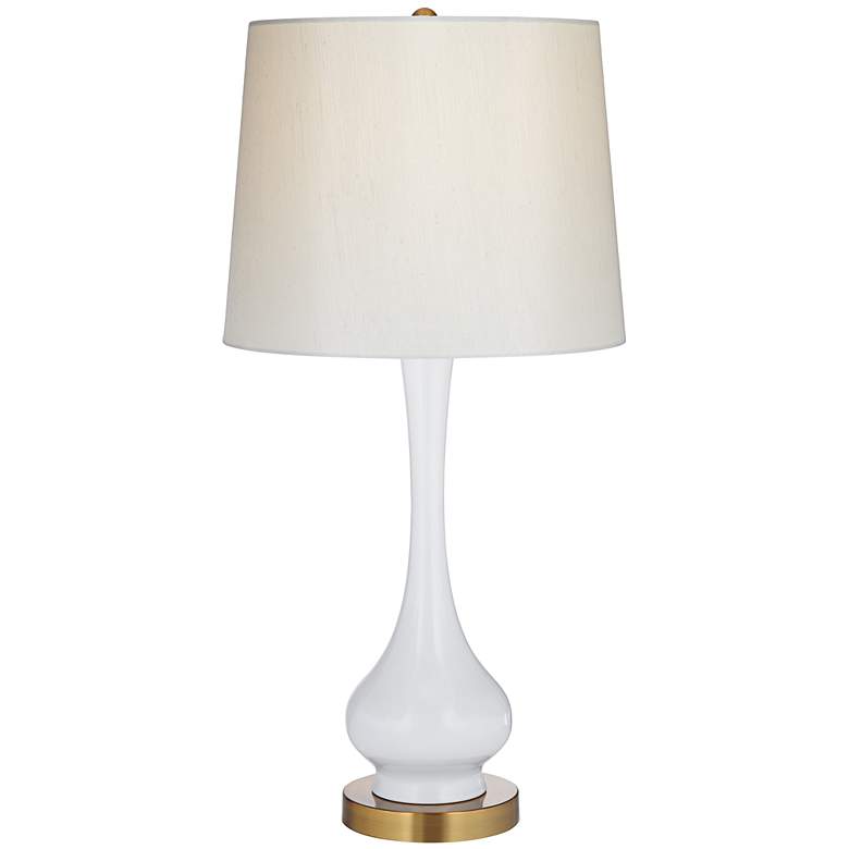 Image 2 360 Lighting Lula 30 inch White and Brass Metal Modern Gourd Table Lamp