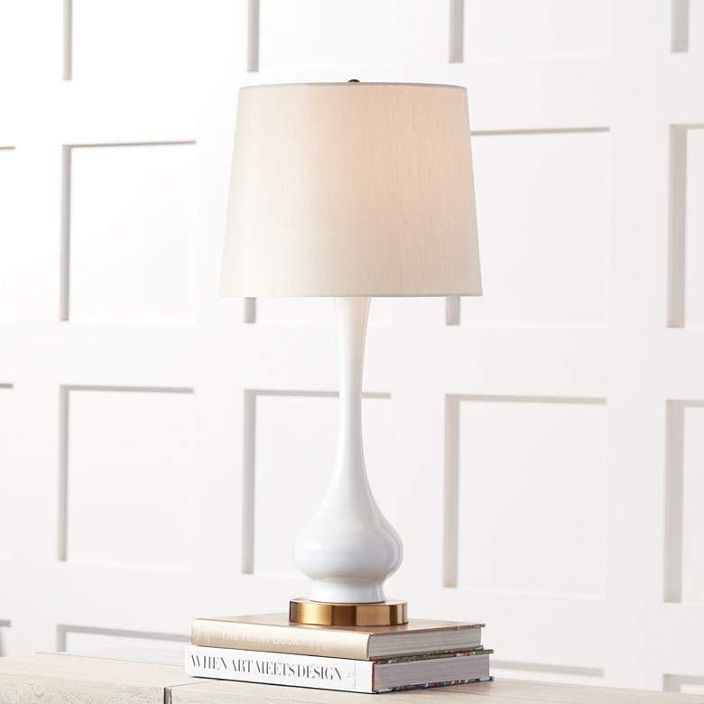 Image 1 360 Lighting Lula 30" White and Brass Metal Modern Gourd Table Lamp