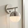 Thumbnail1 of 360 Lighting Luna 10" Brushed Nickel Globe Modern Plug-In Wall Lamp