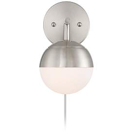 Image5 of 360 Lighting Luna 10" Brushed Nickel Globe Modern Plug-In Wall Lamp more views