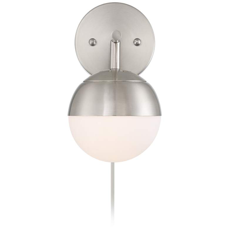 Image 5 360 Lighting Luna 10" Brushed Nickel Globe Modern Plug-In Wall Lamp more views